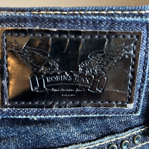 Robin’s Marilyn Straight Jeans Butterfly Appliques Made in USA Size 28 Gemstones - Picture 9 of 12